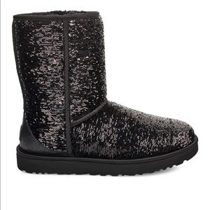 Sequin Cozy Mid-Calf Boot - Black